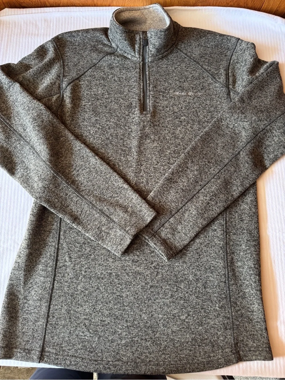 Eddie Bauer Gray Heather‎ 1/4 Zip Pullover Fleece Mock Neck Long Sleeve TL